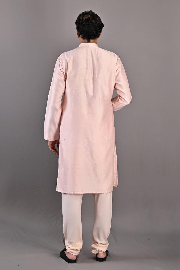 MYLES - PEACH ABSTRACT EMBROIDERED KURTA SET