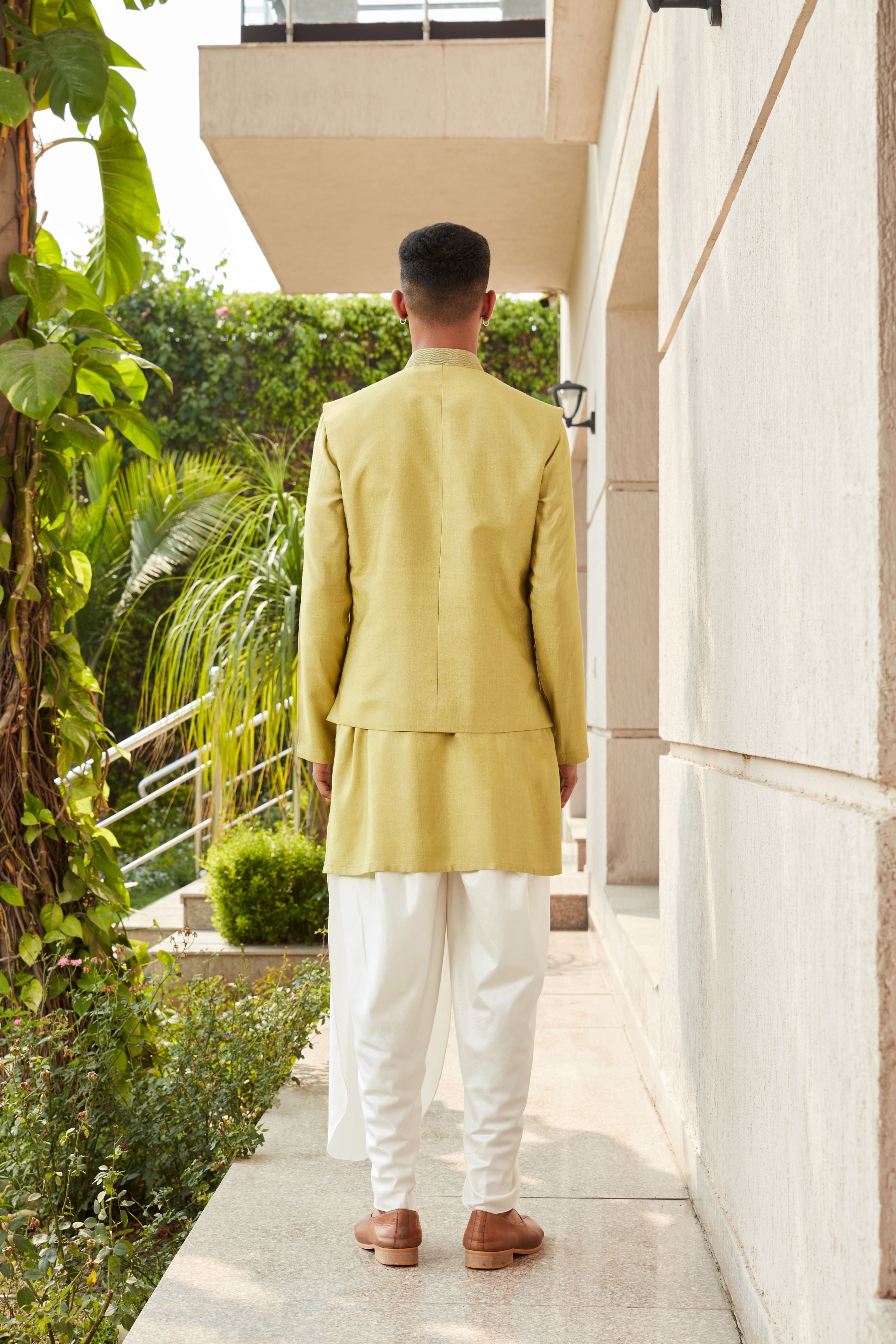 PONNUS Thigh Lenth Classic Copper Kurta pant With Nehru Jacket set