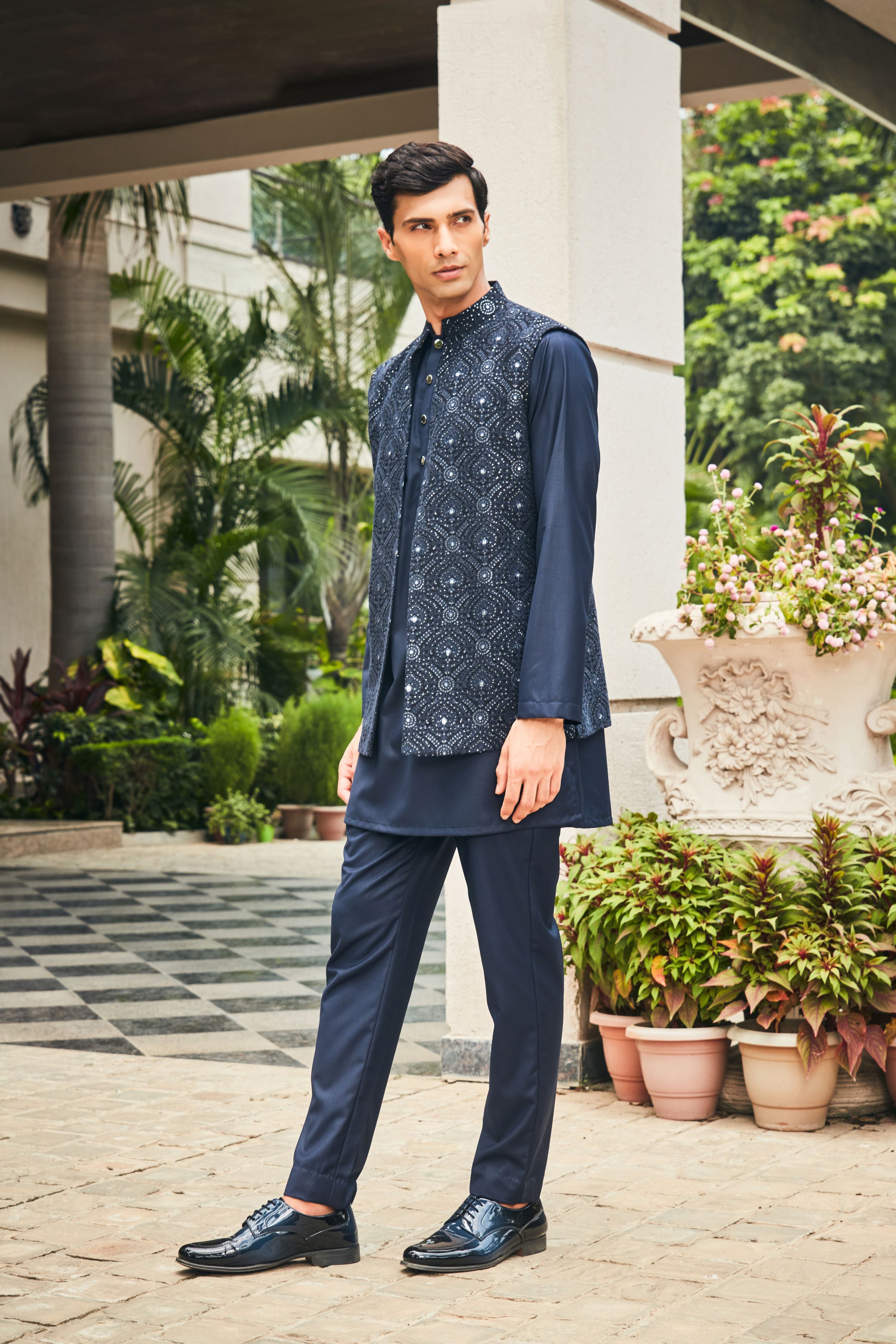 Ahi Open Nehru Jacket Set Bohame
