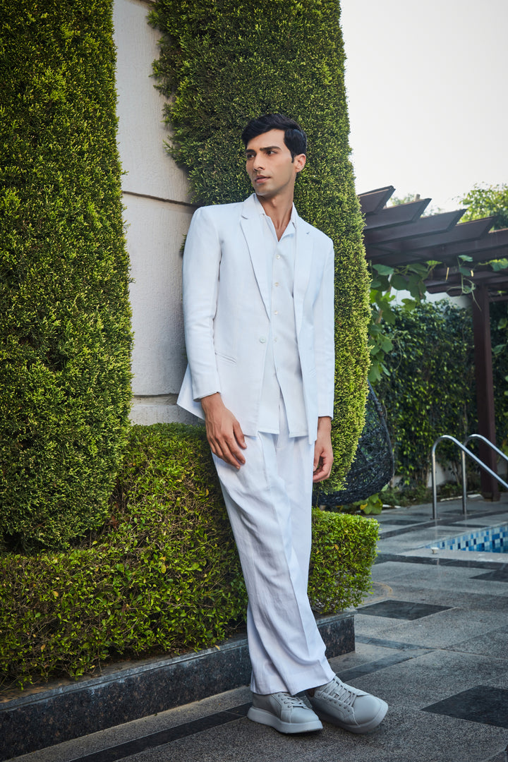 Royce- White Linen Jacket set - Bohame