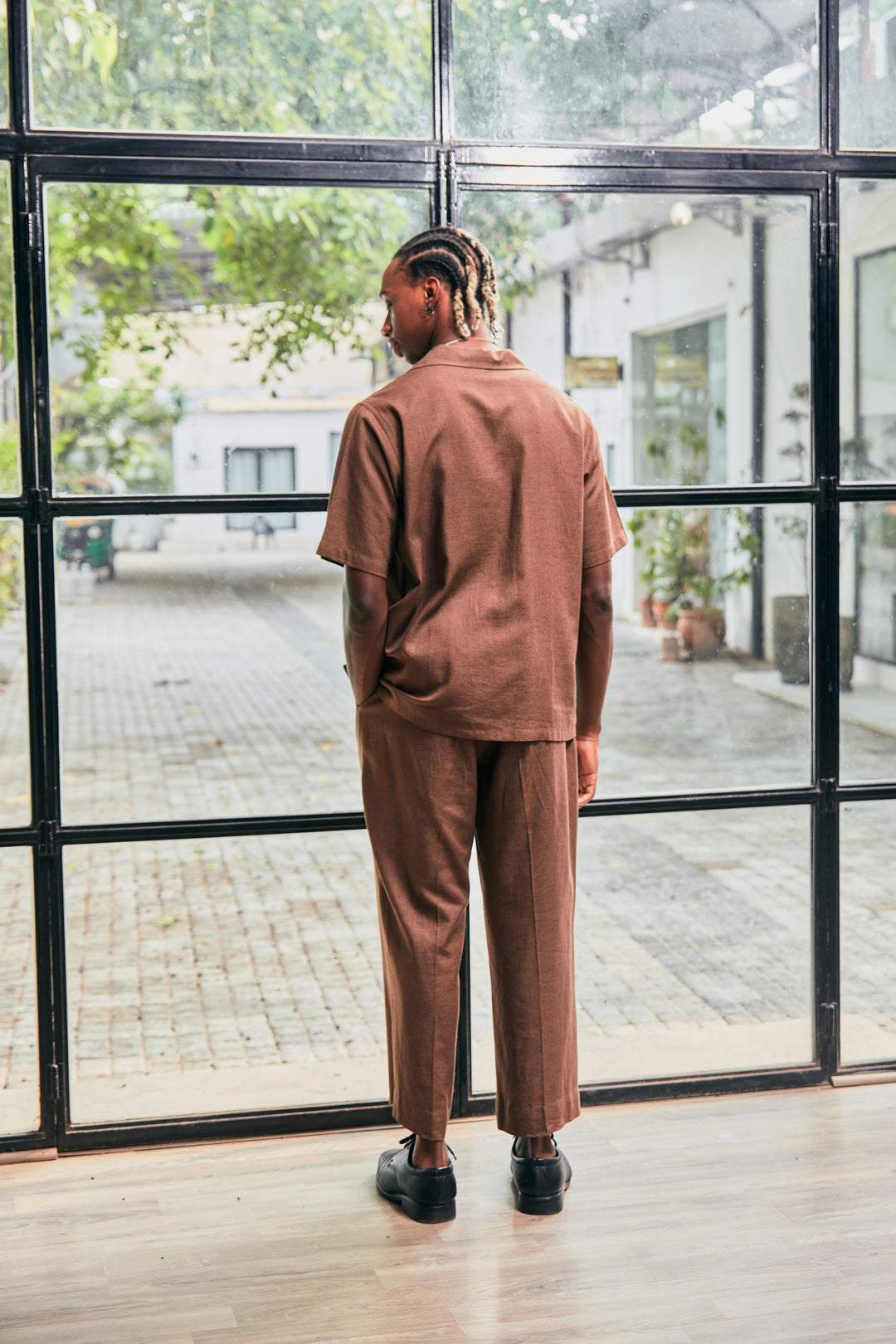 Bm Archie Bohame Archie Brown Embroidered Pocket Shirt Set – Men