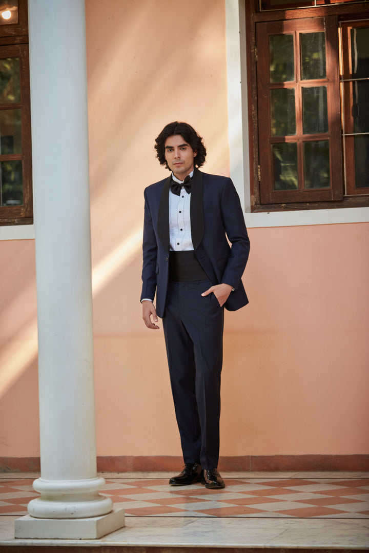 Christopher Navy Blue Tuxedo Peak lapel