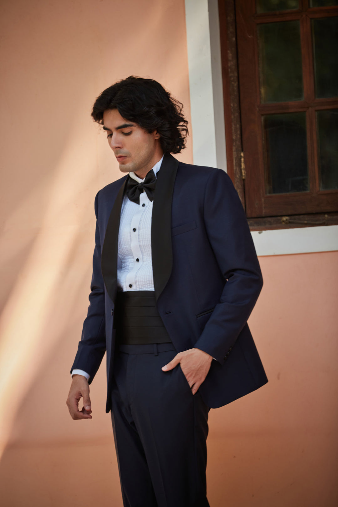 Christopher Navy Blue Tuxedo Peak lapel