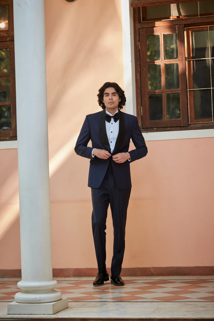 Christopher Navy Blue Tuxedo Peak lapel