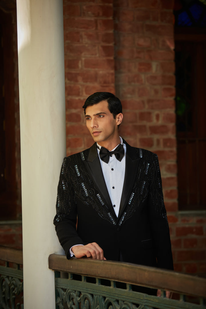 Remsey Black Embroidered Classic Tuxedo