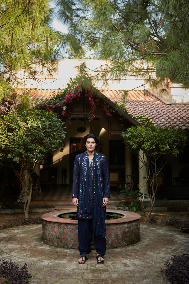 Gordan Kurta set in  Navy Blue