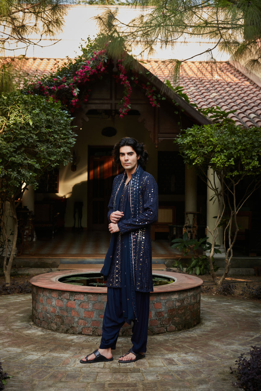 Gordan Kurta set in  Navy Blue