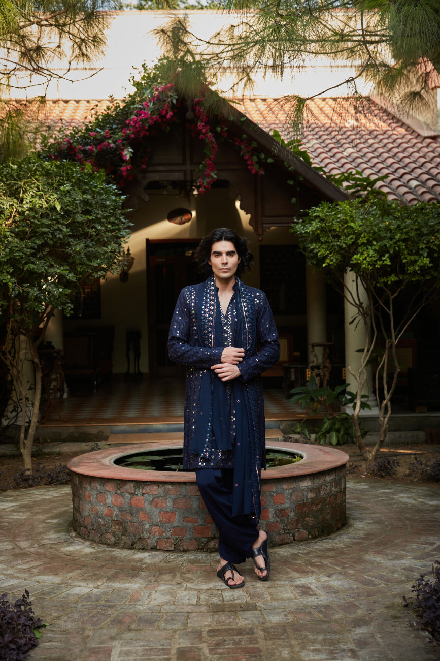 Gordan Kurta set in  Navy Blue