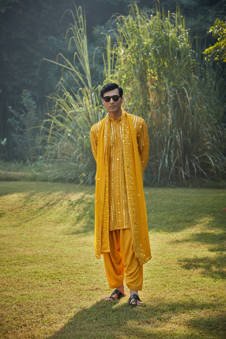 Ambrosia Mustard Kurta set