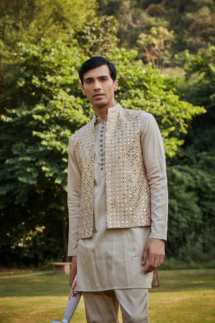 Freesia Beige Nehru Jacket