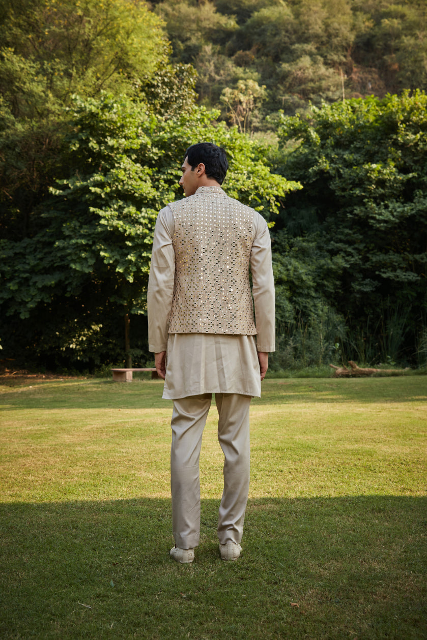 Freesia Beige Nehru Jacket