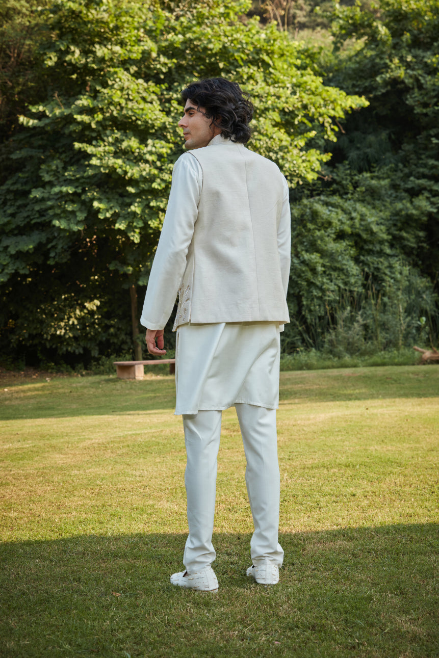 Deley Off White Nehru Jacket