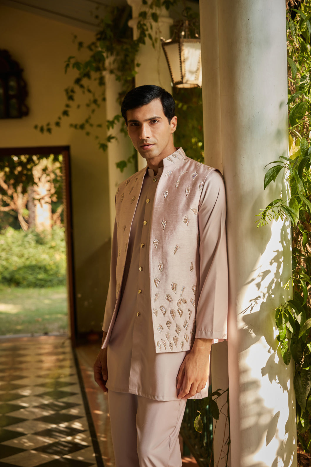 Vitale Light pink Nehru Jacket set