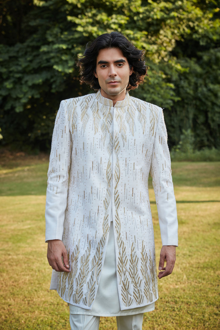 Imperial Dawn- Off White Embroidered Sherwani set