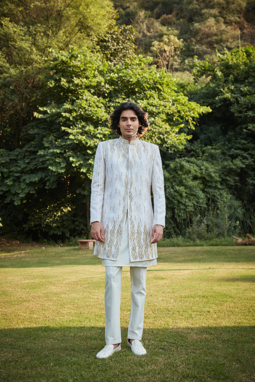 Imperial Dawn- Off White Embroidered Sherwani set