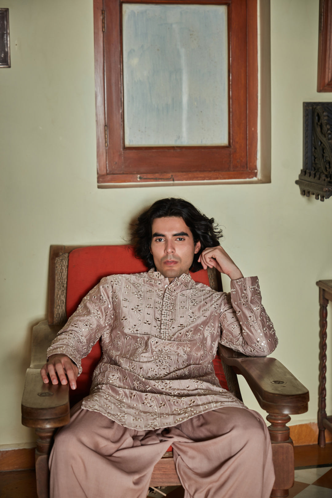 Nouveau- Embroidered Kurta set in Champagne color