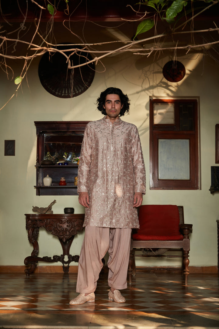 Nouveau- Embroidered Kurta set in Champagne color