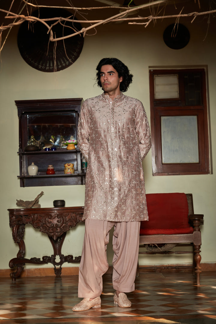 Nouveau- Embroidered Kurta set in Champagne color