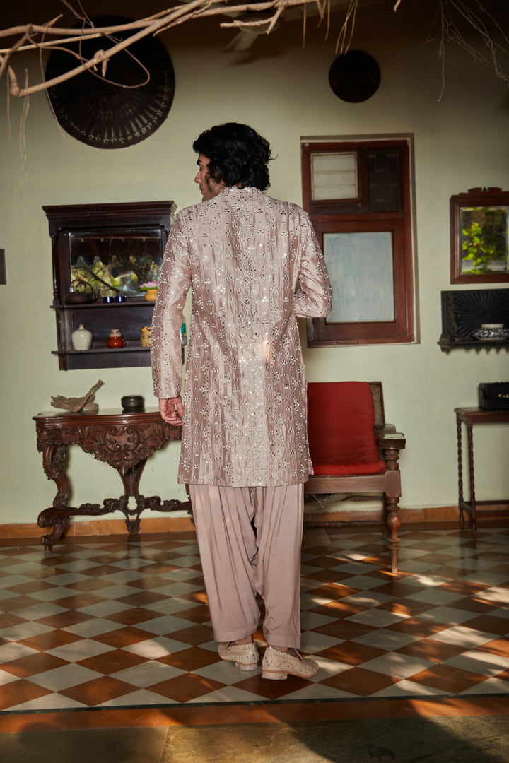 Nouveau- Embroidered Kurta set in Champagne color