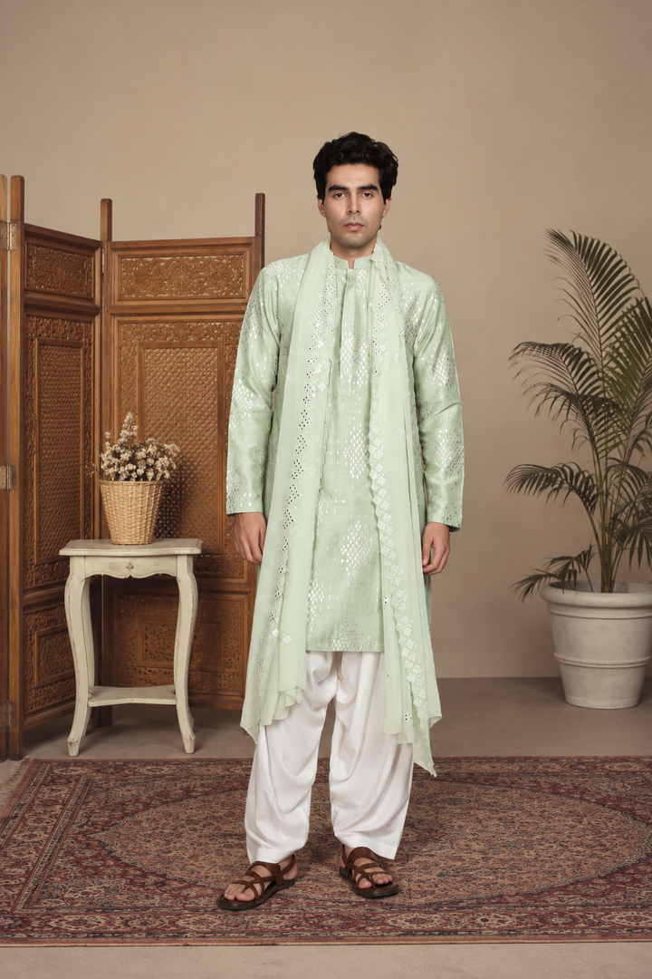 Mridu Kurta Set in Mint Green