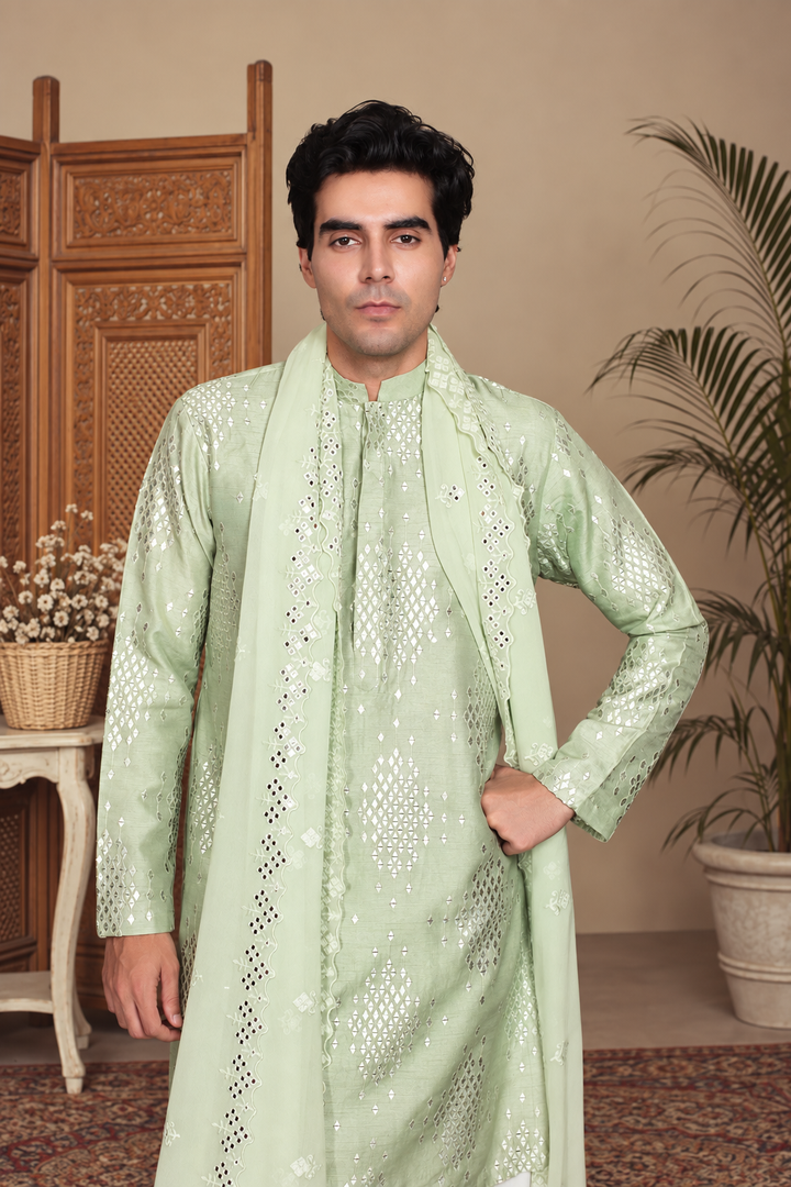 Mridu Kurta Set in Mint Green