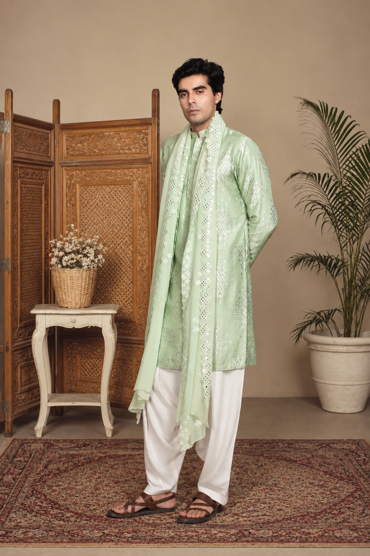 Mridu Kurta Set in Mint Green