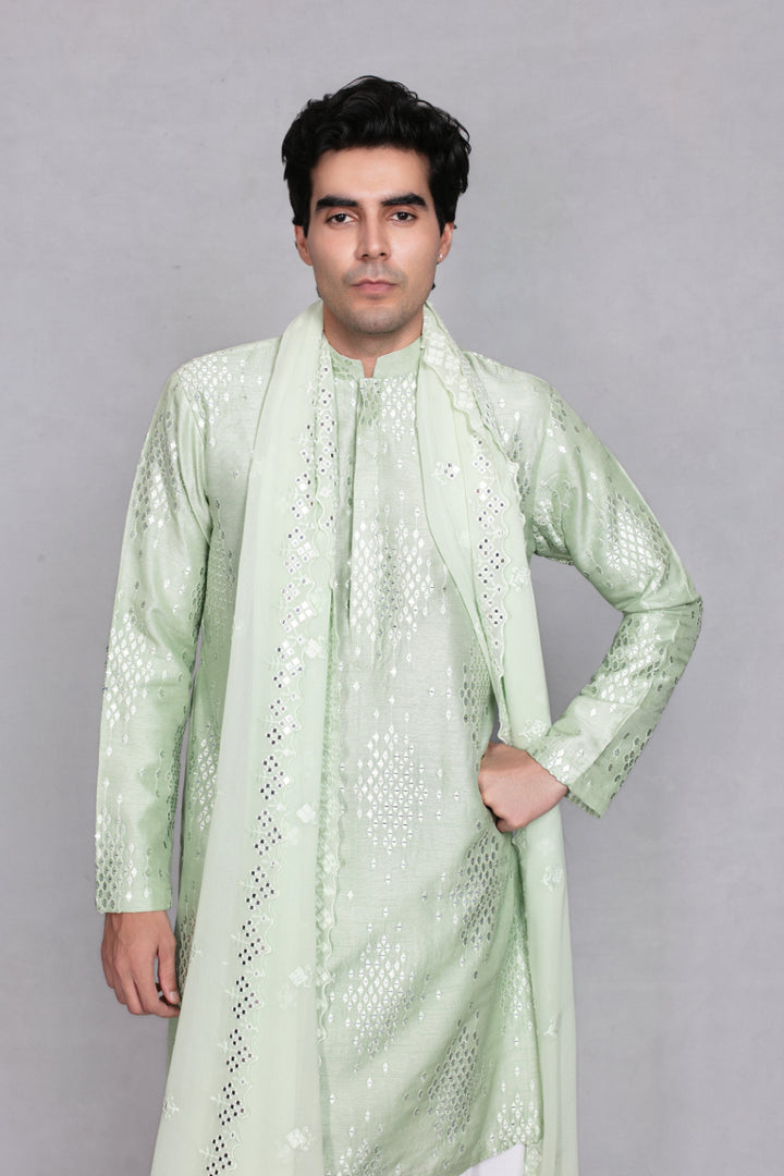 Mridu Kurta Set in Mint Green
