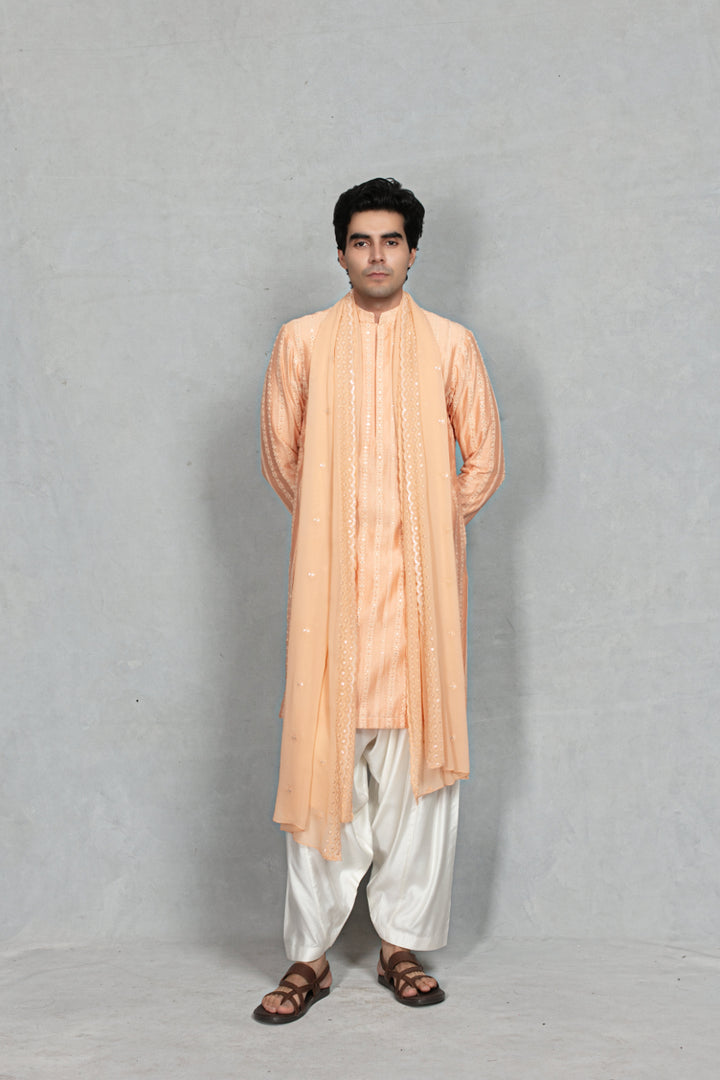 Kesari Kurta Set in Peach