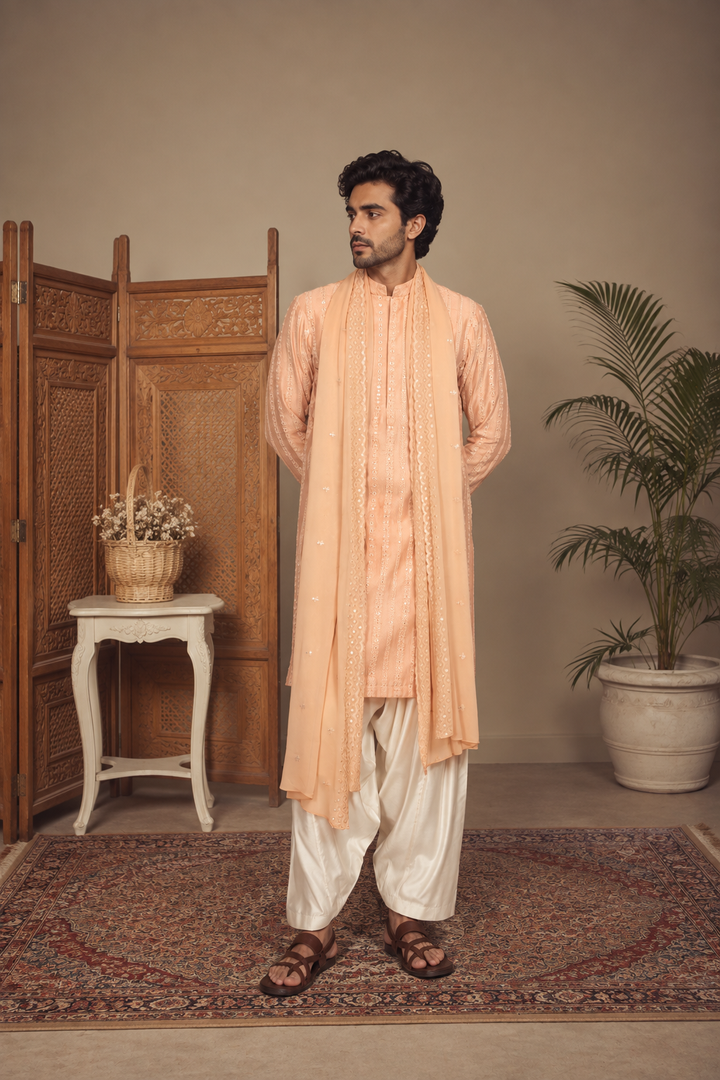 Kesari Kurta Set in Peach