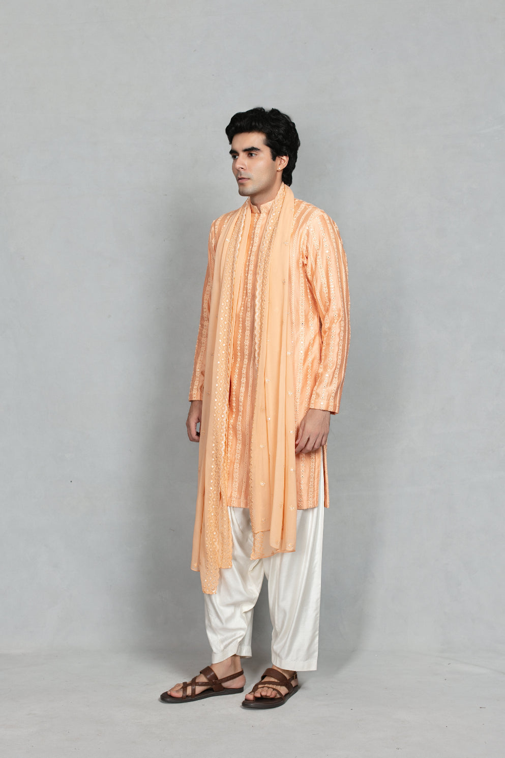 Kesari Kurta Set in Peach