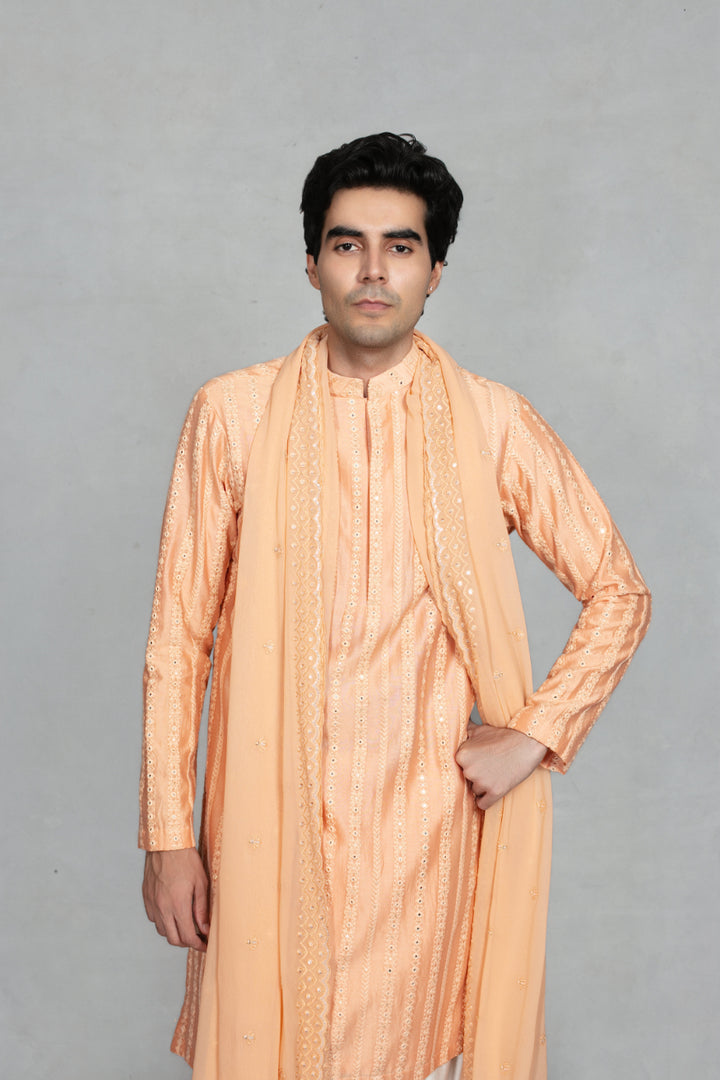 Kesari Kurta Set in Peach