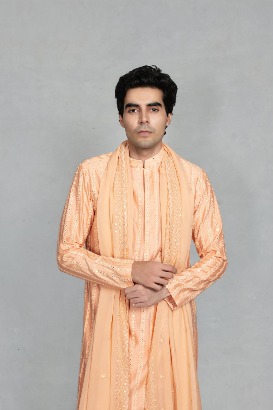 Kesari Kurta Set in Peach