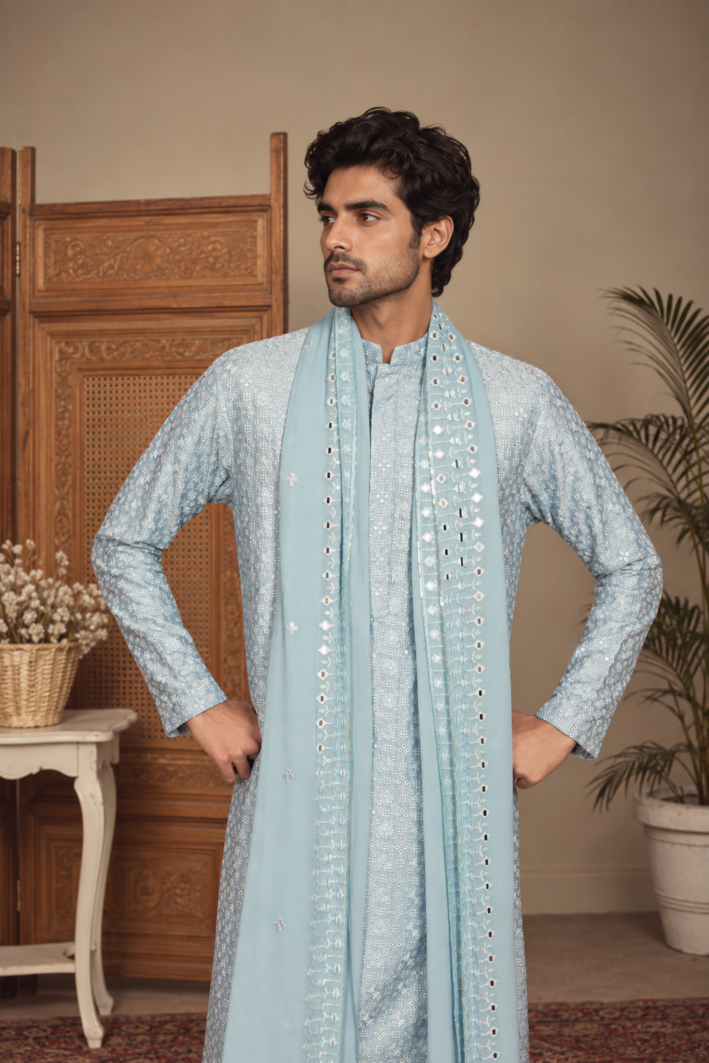 Archis Kurta Set in Light Blue