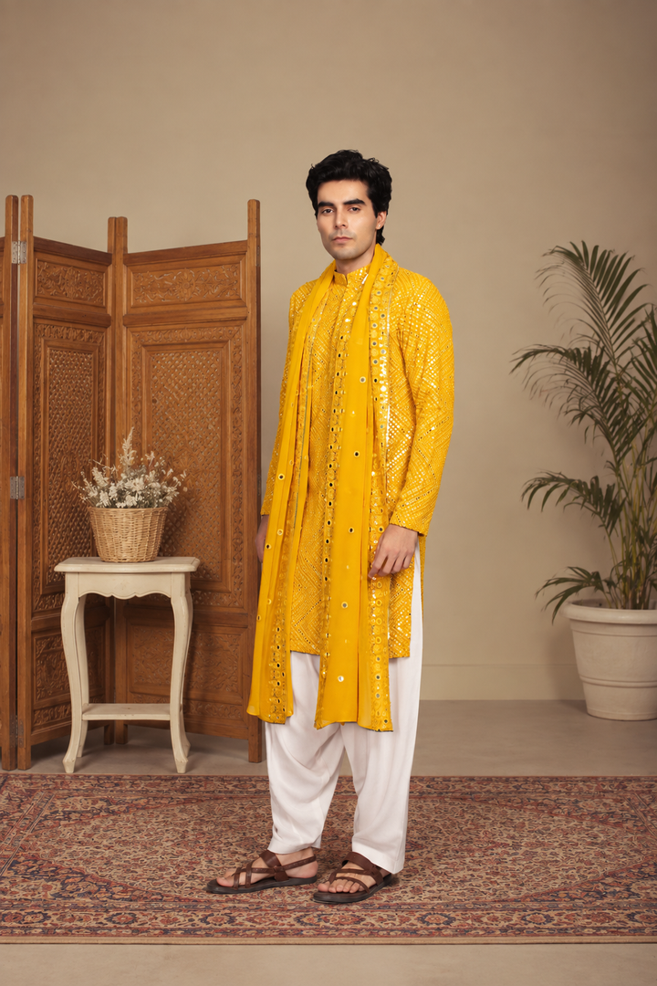 Arush Kurta Set in Yellow