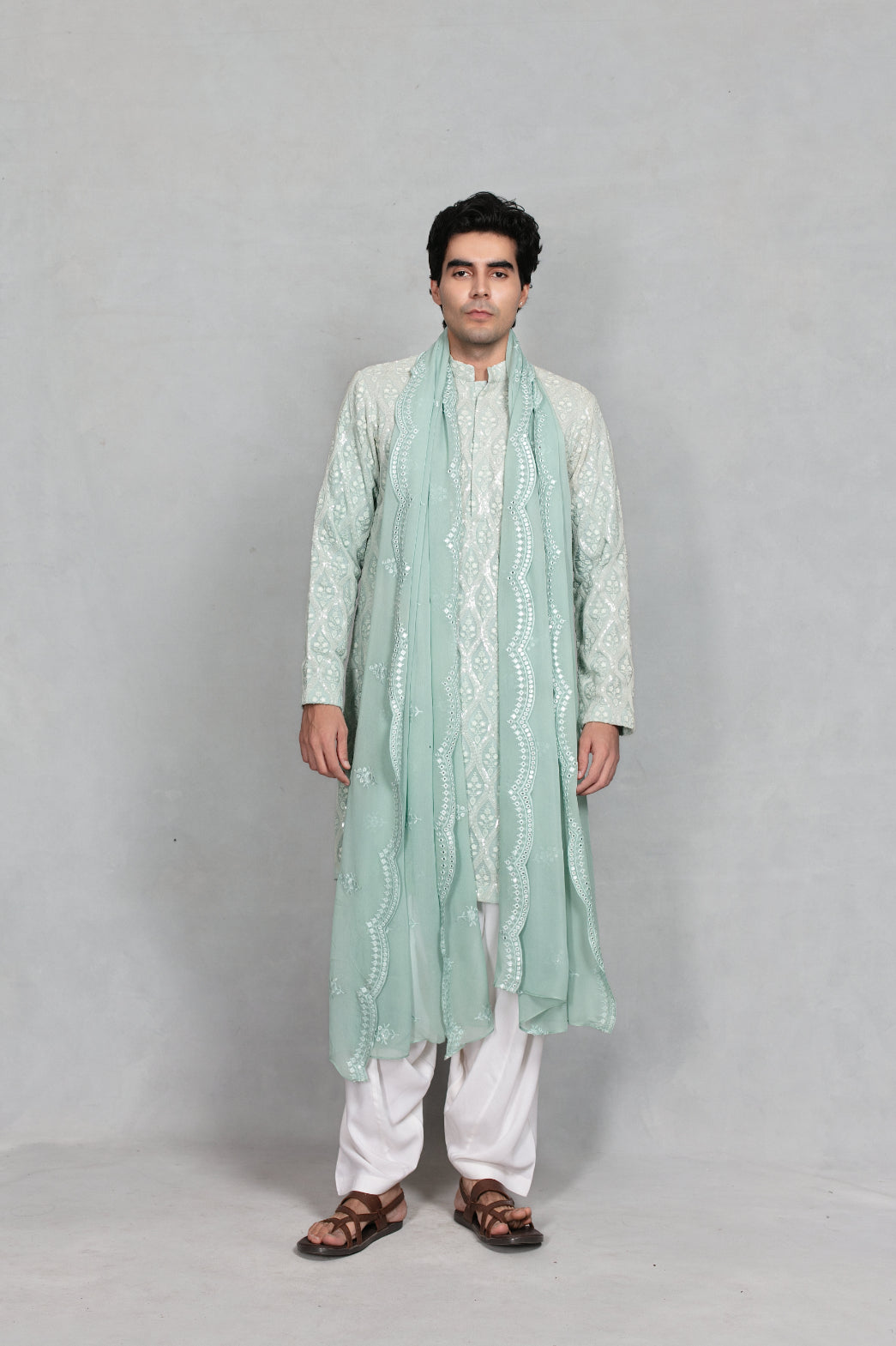 Aven Kurta Set in Mint Green