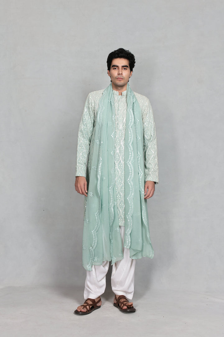 Aven Kurta Set in Mint Green