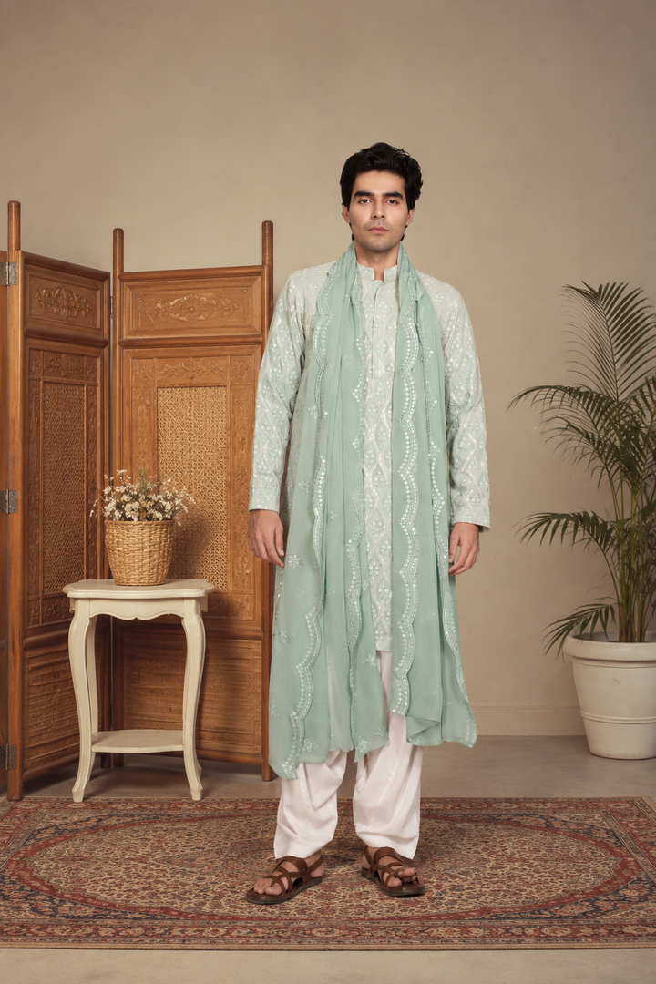Aven Kurta Set in Mint Green