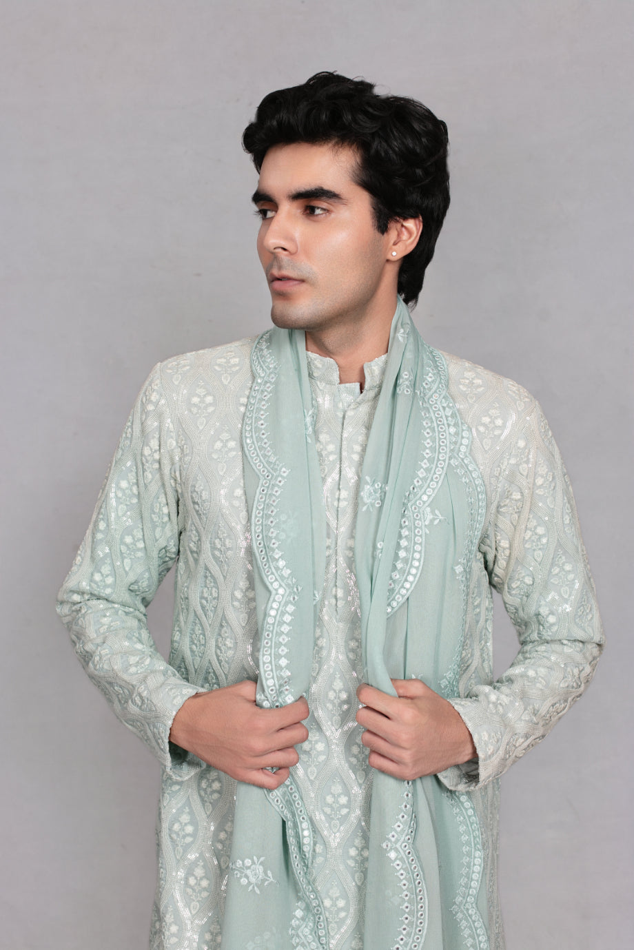 Aven Kurta Set in Mint Green