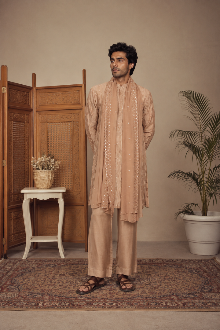Sutra Kurta Set in Champagne
