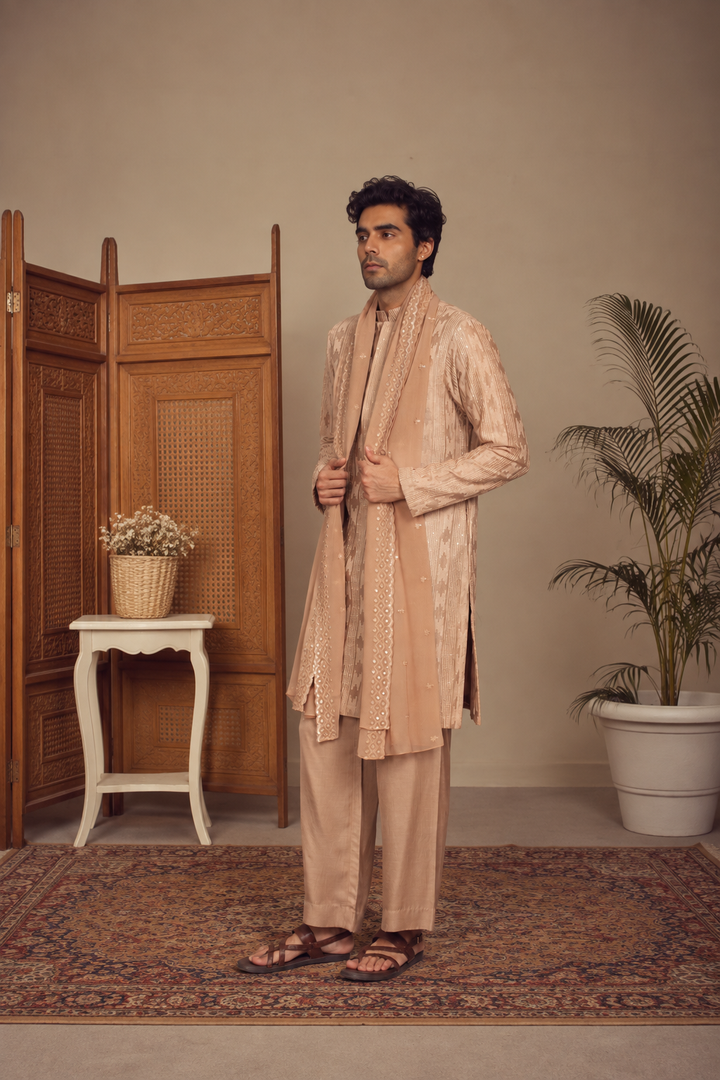 Sutra Kurta Set in Champagne