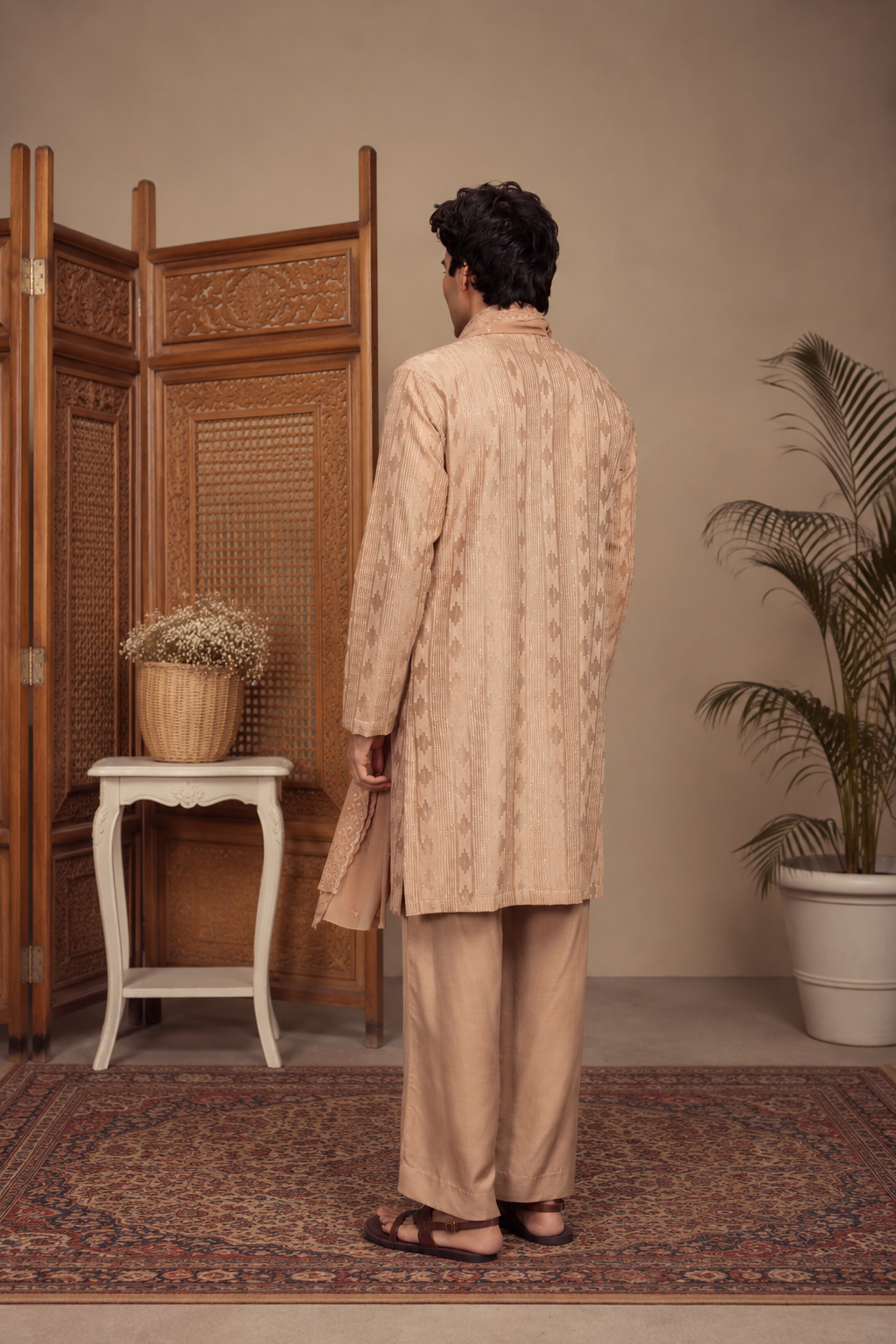 Sutra Kurta Set in Champagne
