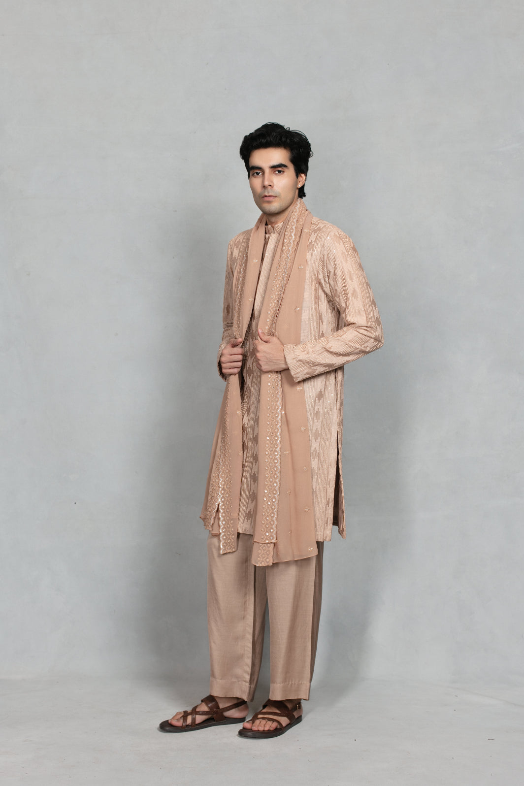 Sutra Kurta Set in Champagne
