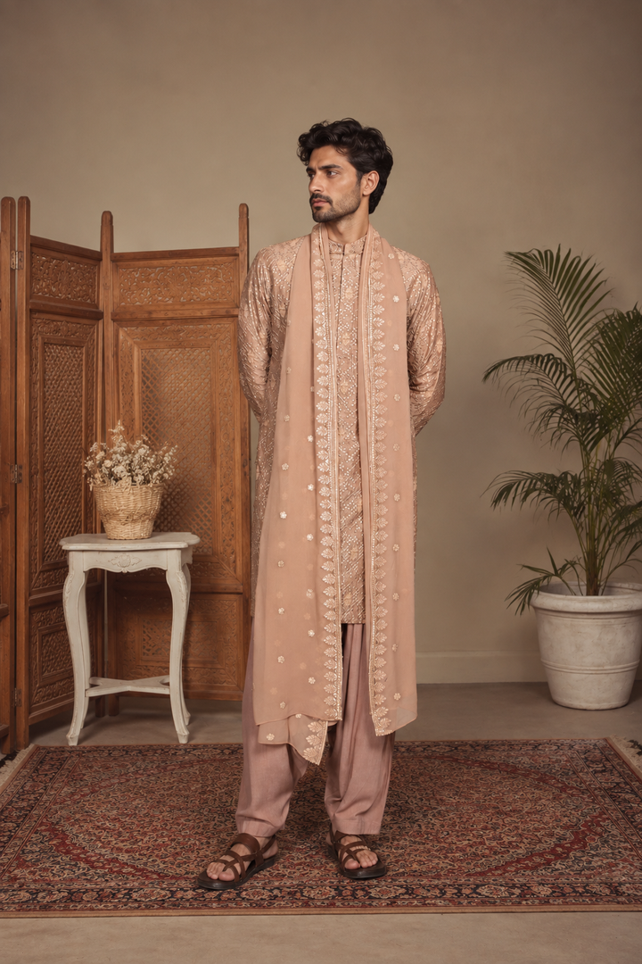Ansh Kurta Set in Rose Gold