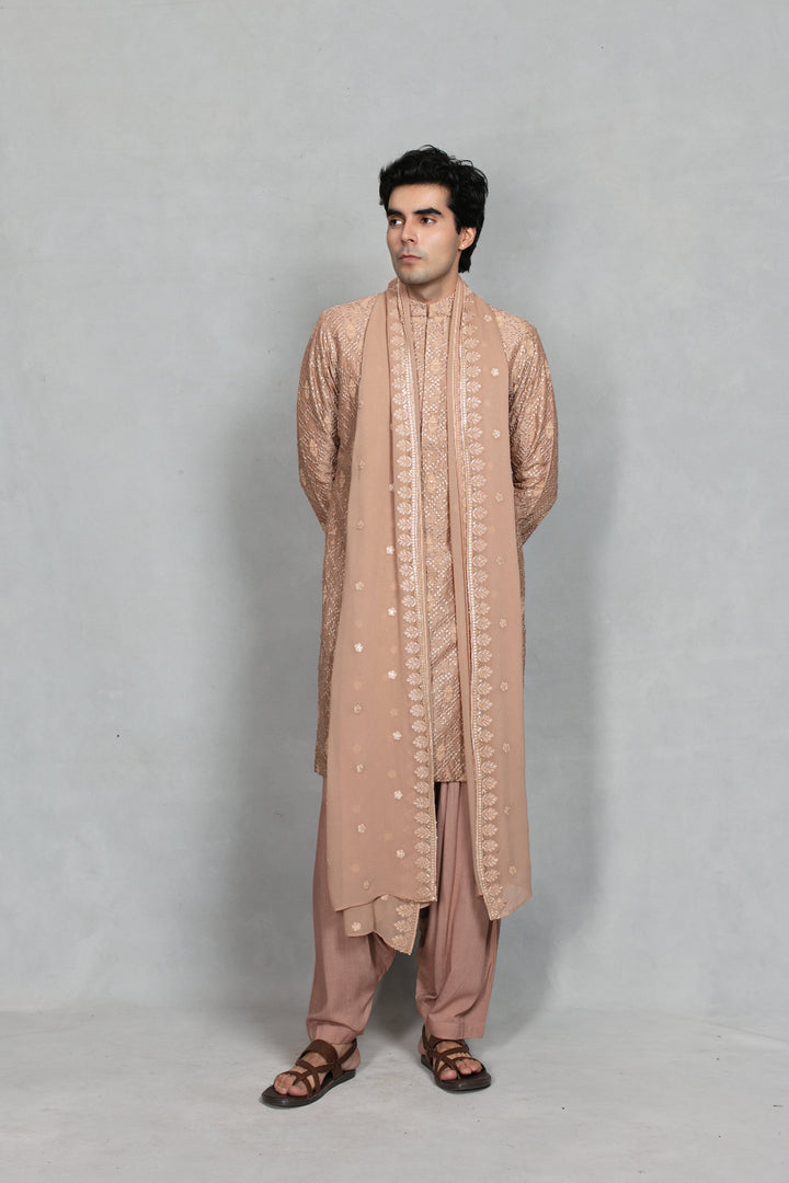 Ansh Kurta Set in Rose Gold