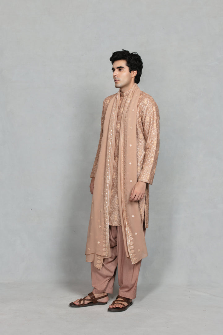 Ansh Kurta Set in Rose Gold