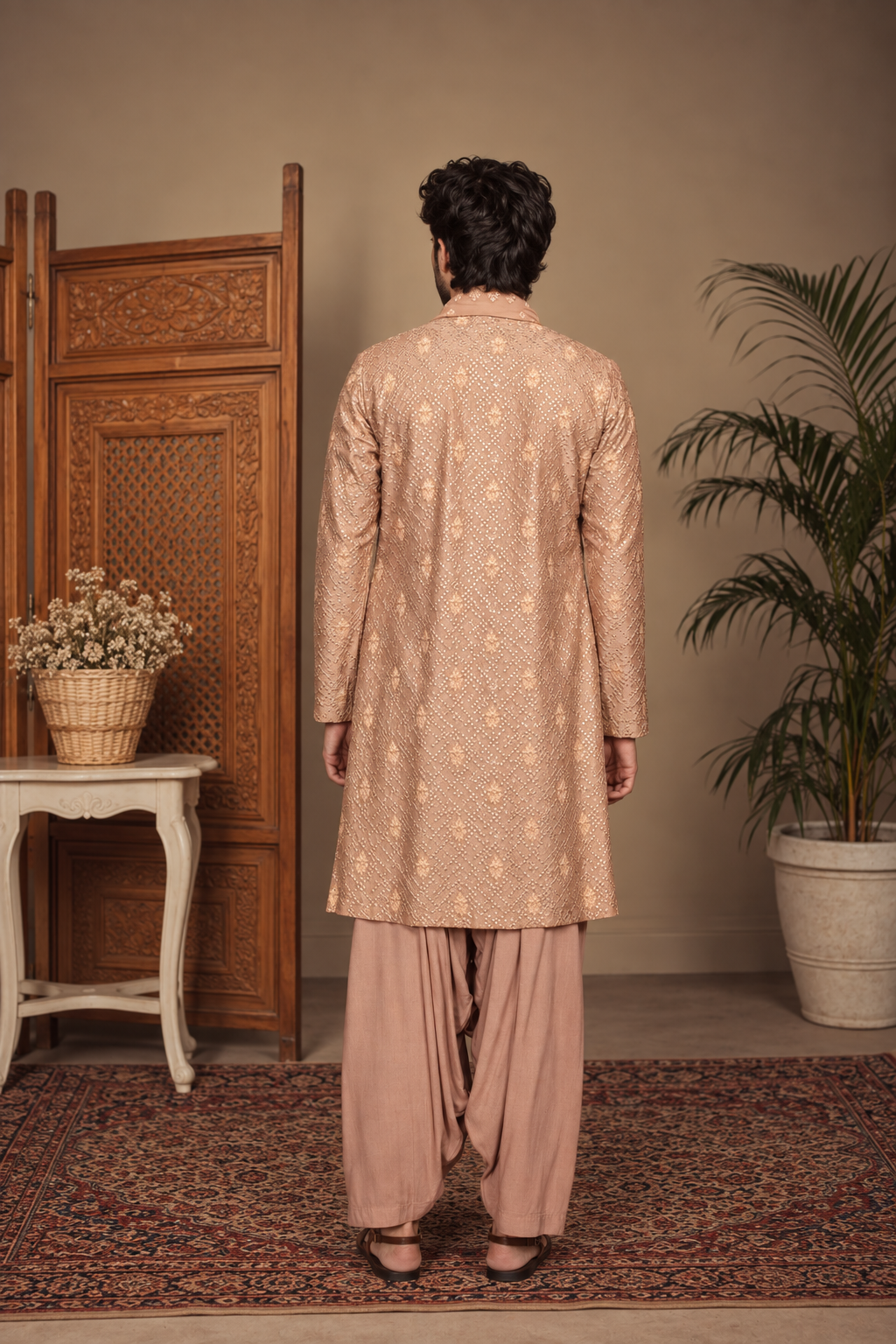 Ansh Kurta Set in Rose Gold