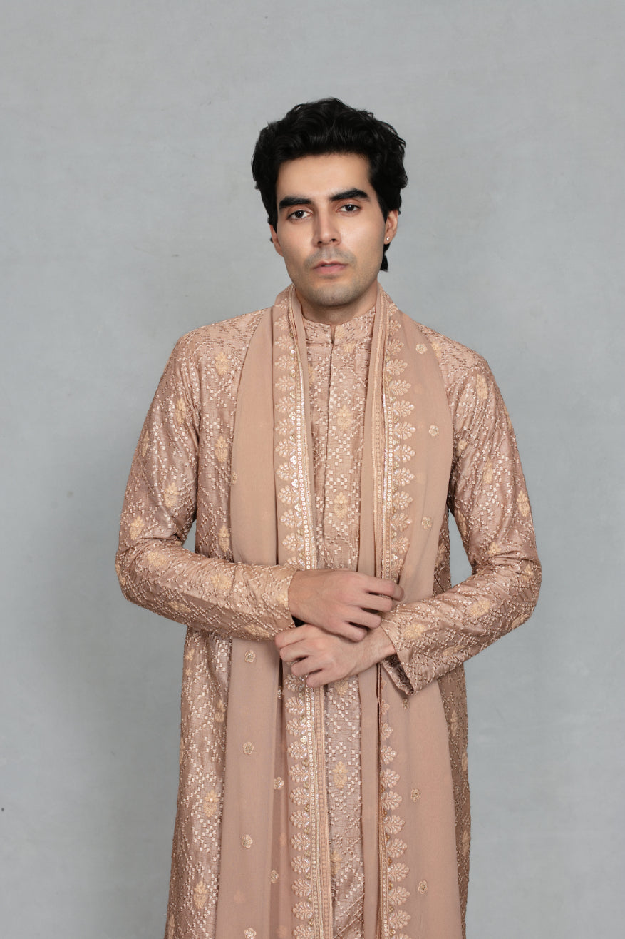 Ansh Kurta Set in Rose Gold
