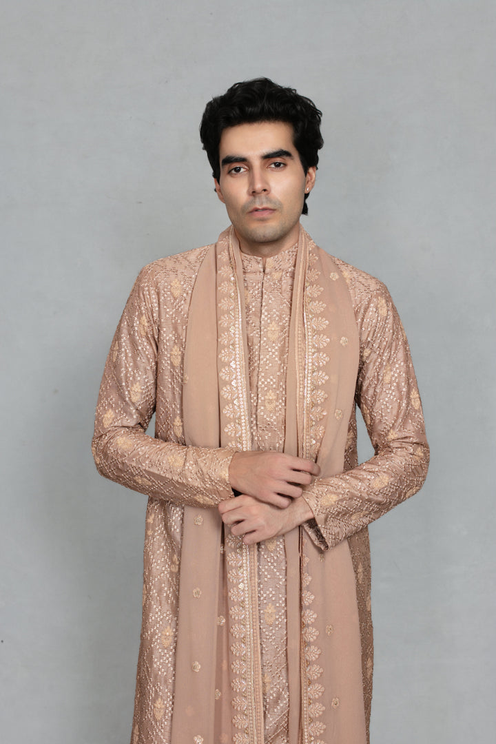 Ansh Kurta Set in Rose Gold