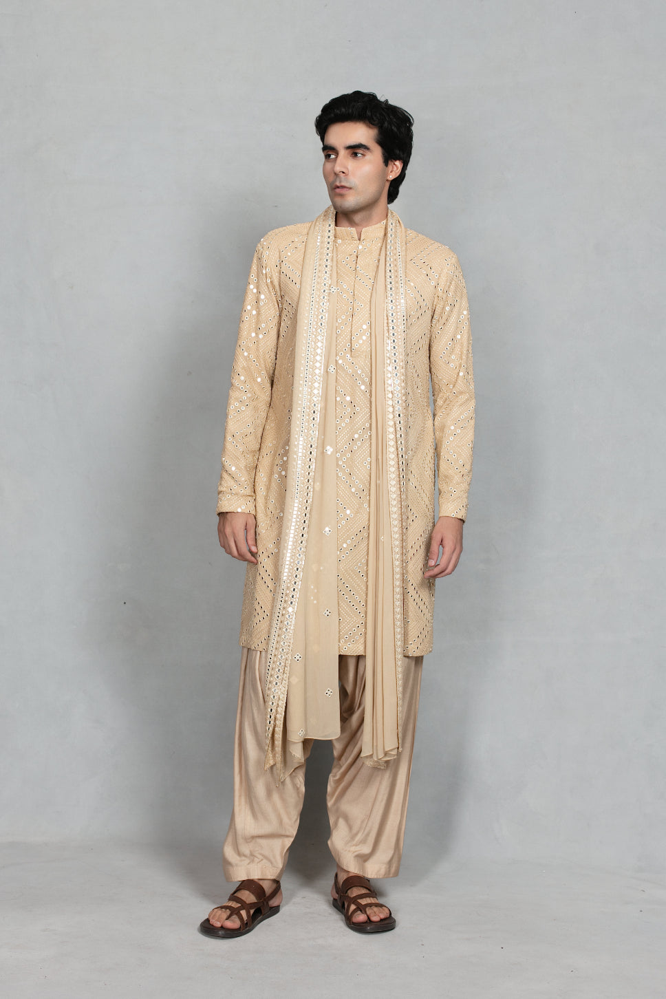 Aayam Kurta Set in Beige