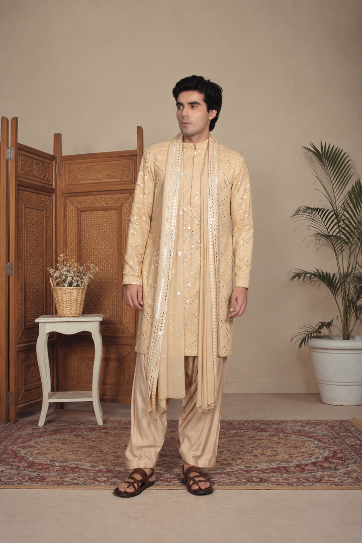 Aayam Kurta Set in Beige